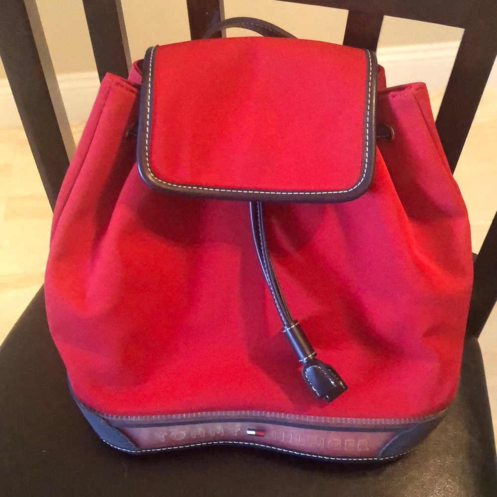 Red Tommy Hilfiger backpack purse